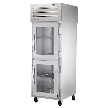 True STG1RPT-2HG-1S-HC 27 1/2" One Section Pass Thru Refrigerator, (2) Right Hinge Glass Doors, 115v - Kitchen Pro Restaurant Equipment