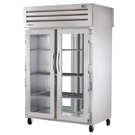True STG2RPT-2G-2G-HC 52 3/5" Two Section Pass Thru Refrigerator, (2) Left/Right Hinge Glass Doors, 115v - Kitchen Pro Restaurant Equipment
