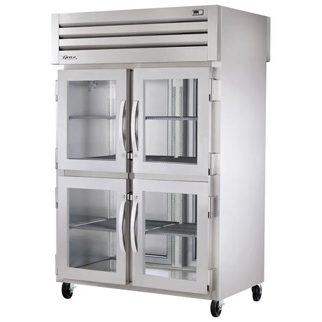 True STG2RPT-4HG-2S-HC 52 3/5" Two Section Pass Thru Refrigerator, (4) Left/Right Hinge Glass Doors, 115v - Kitchen Pro Restaurant Equipment