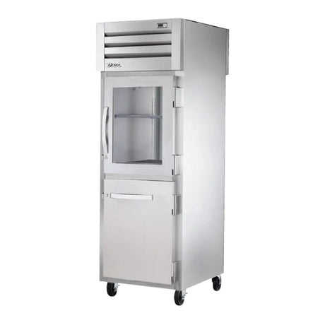 True STR1RPT-1HG/1HS-1G-HC 27 1/4" One Section Pass Thru Refrigerator, (1) Glass Door, (1) Solid Door, Right Hinge, 115v - Kitchen Pro Restaurant Equipment