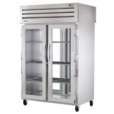 True STR2RPT-2G-2G-HC 52 3/5" Two Section Pass Thru Refrigerator, (2) Left/Right Hinge Glass Doors, 115v - Kitchen Pro Restaurant Equipment