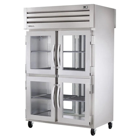True STR2RPT-4HG-2G-HC 52 3/5" Two Section Pass Thru Refrigerator, (4) Left/Right Hinge Glass Doors, 115v - Kitchen Pro Restaurant Equipment