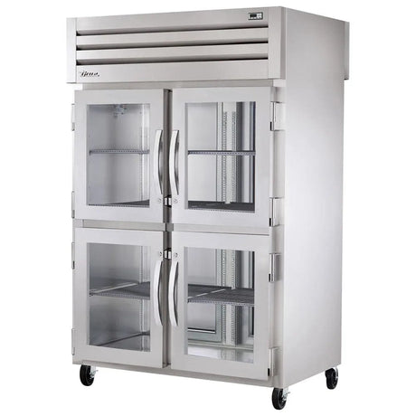 True STR2RPT-4HG-2S-HC 52 3/5" Two Section Pass Thru Refrigerator, (4) Left/Right Hinge Glass Doors, 115v - Kitchen Pro Restaurant Equipment