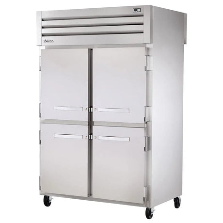 True STR2RPT-4HS-2G-HC 52 3/5" Two Section Pass Thru Refrigerator, (4) Left/Right Hinge Solid Doors, 115v - Kitchen Pro Restaurant Equipment