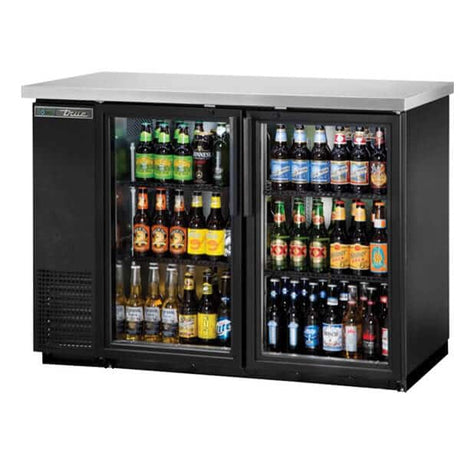 True TBB-24-48G-HC-LD Back Bar Refrigerator 2 Glass Doors 24 inch Black - Kitchen Pro Restaurant Equipment