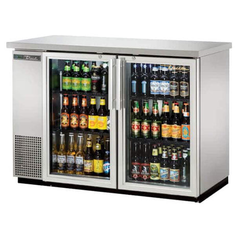 True TBB-24-48G-S-HC-LD Back Bar Refrigerator 2 Glass Doors 49 inch Silver - Kitchen Pro Restaurant Equipment