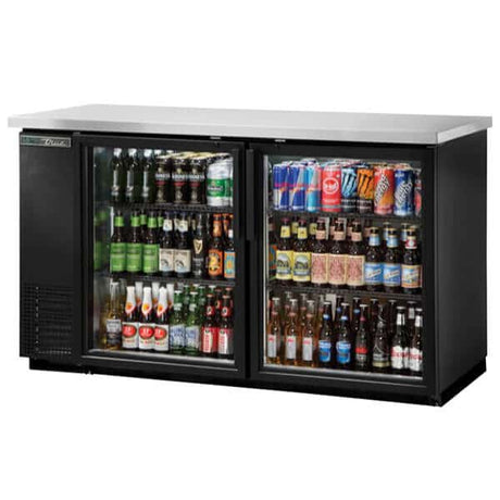 True TBB-24-60G-HC-LD Back Bar Refrigerator 2 Glass Doors 61 inch Black - Kitchen Pro Restaurant Equipment