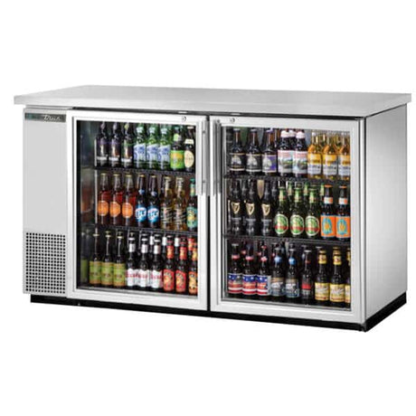 True TBB-24-60G-S-HC-LD Back Bar Refrigerator 2 Glass Doors 61 inch Silver - Kitchen Pro Restaurant Equipment