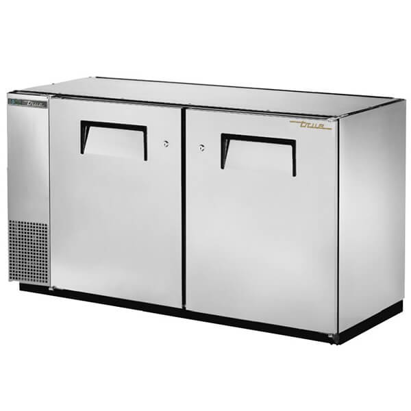 True TBB-24GAL-60-S-HC Back Bar Refrigerator 2 Solid Doors Galvanized Top 60 inch Silver - Kitchen Pro Restaurant Equipment