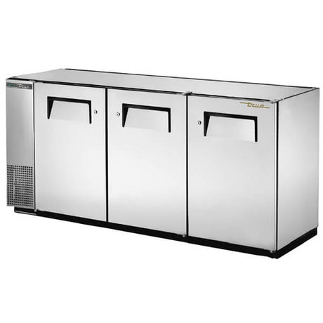 True TBB-24GAL-72-S-HC Back Bar Refrigerator 3 Solid Doors Galvanized Top 72" Silver - Kitchen Pro Restaurant Equipment