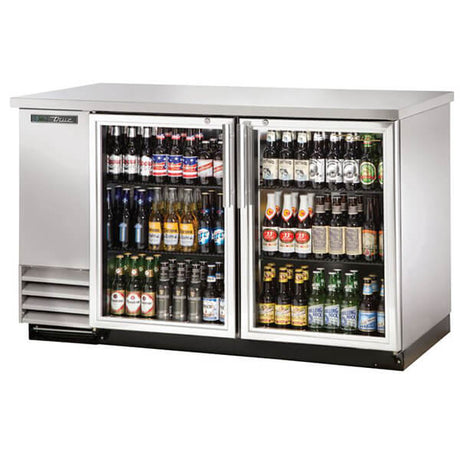 True TBB-2G-S-HC-LD Back Bar Refrigerator 2 Glass Door 59 inch Silver - Kitchen Pro Restaurant Equipment
