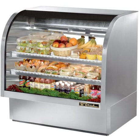 True TCGG-48-S-LD Refrigerated Deli Case with Curved Glass 48 inch Silver - Kitchen Pro Restaurant Equipment