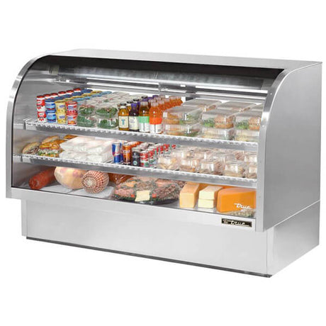 True TCGG-72-S-LD Refrigerated Deli Case with Curved Glass 72 inch Silver - Kitchen Pro Restaurant Equipment