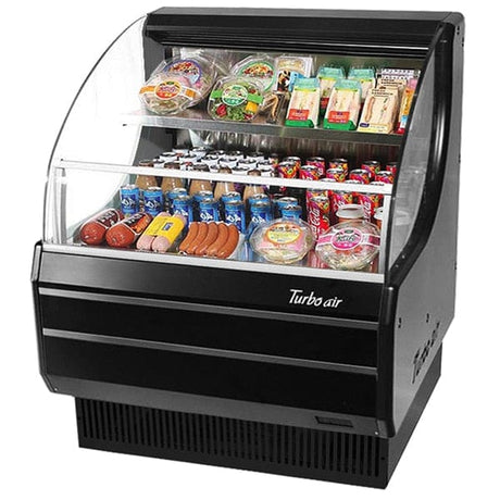 Turbo Air TOM-30LB-N 5.1 cu.ft. 115V Black Low Profile Refrigerated Horizontal Open Display Case - Kitchen Pro Restaurant Equipment