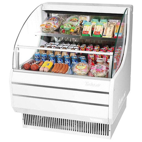 Turbo Air TOM-30LW-N 5.1 cu.ft. 115V White Low Profile Refrigerated Horizontal Open Display Case - Kitchen Pro Restaurant Equipment