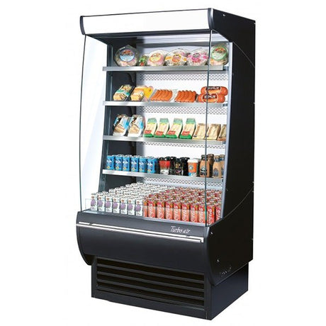 Turbo Air TOM-36DXB-N 11 cu.ft. 36" 115V Black Glass Sides Extra Deep Refrigerated Vertical Open Display Case - Kitchen Pro Restaurant Equipment