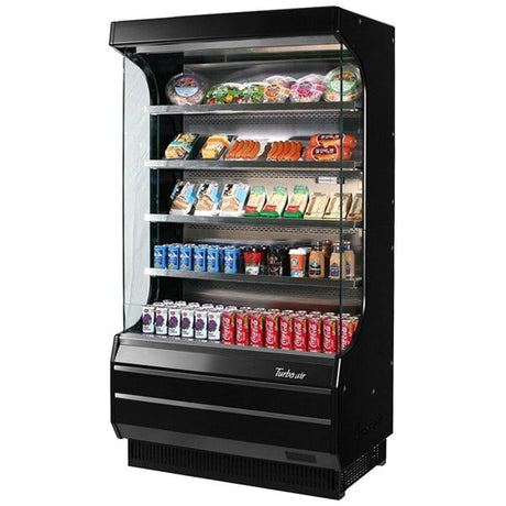Turbo Air TOM-40B-N 12.5 cu.ft. 39" 115V Black Glass Sides Full Height Refrigerated Vertical Open Display Case - Kitchen Pro Restaurant Equipment