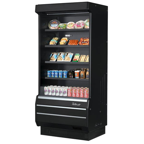 Turbo Air TOM-40B-SP-A-N 12.5 cu.ft. 39" 115V Black Solid Sides Black Coated Interior Full Height Refrigerated Vertical Open Display Case - Kitchen Pro Restaurant Equipment