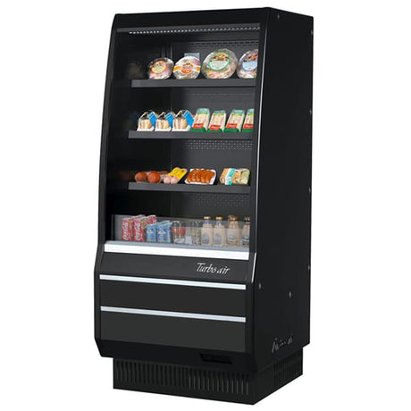 Turbo Air TOM-40MB-SP-A-N 8.3 cu.ft. 39" 115V Black Interior Solid Sides Refrigerated Vertical Open Display Case - Kitchen Pro Restaurant Equipment