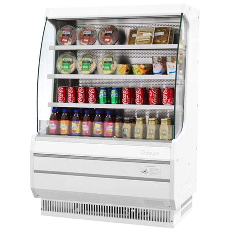 Turbo Air TOM-40MW-N 8.3 cu.ft. 39" 115V White Glass Sides Refrigerated Vertical Open Display Case - Kitchen Pro Restaurant Equipment