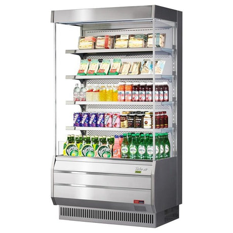 Turbo Air TOM-40S-N 12.5 cu.ft. 39" 115V Stainless Steel Glass Sides Full Height Refrigerated Vertical Open Display Case - Kitchen Pro Restaurant Equipment