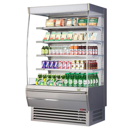 Turbo Air TOM-48DXS-N 14.9 cu.ft. 48" 115V Stainless Steel Glass Sides Extra Deep Refrigerated Vertical Open Display Case - Kitchen Pro Restaurant Equipment