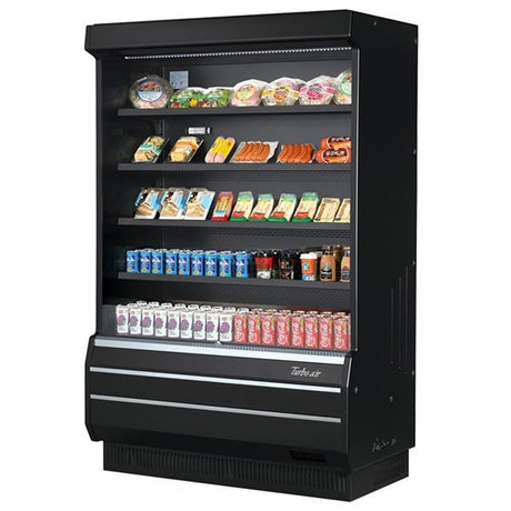 Turbo Air TOM-50B-SP-A-N 16.5 cu.ft. 51" 115V Black Solid Sides Black Coated Interior Full Height Refrigerated Vertical Open Display Case - Kitchen Pro Restaurant Equipment