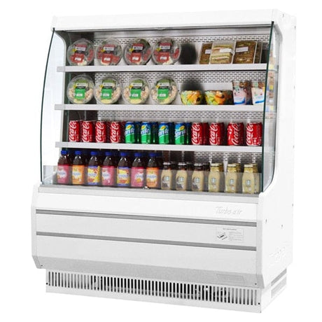 Turbo Air TOM-50MW-N 11.1 cu.ft. 51" 115V White Glass Sides Refrigerated Vertical Open Display Case - Kitchen Pro Restaurant Equipment
