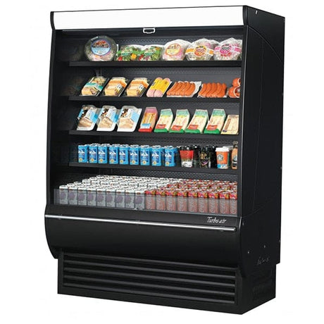 Turbo Air TOM-60DXB-SP-A-N 18.9 cu.ft. 60" 115V Black Solid Mirrored Sides Extra Deep Refrigerated Vertical Open Display Case - Kitchen Pro Restaurant Equipment