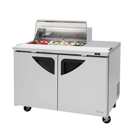 Turbo Air TST-48SD-08S-N-CL 48" 2-Solid Door Clear Lid Prep Table and Undercounter - Kitchen Pro Restaurant Equipment