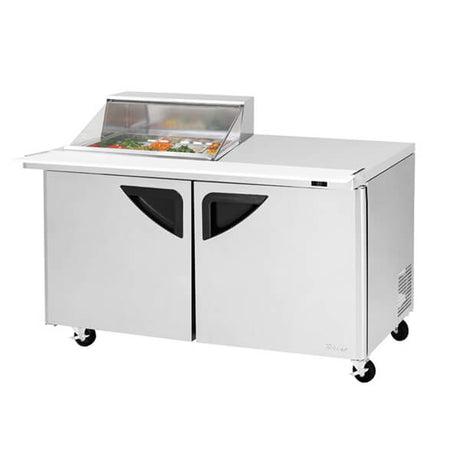 Turbo Air TST-60SD-12M-N-CL 60" 2-Solid Door Clear Lid Prep Table And Undercounter - Kitchen Pro Restaurant Equipment