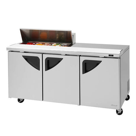 Turbo Air TST-72SD-10S-N 73" 3-Solid Door Prep Table and Undercounter - Kitchen Pro Restaurant Equipment