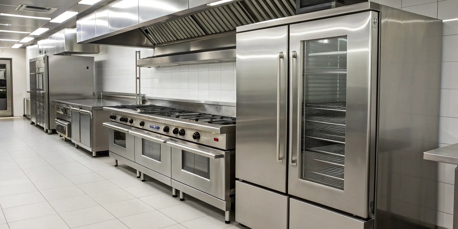 Kitchen Pro appliances and Frigos refrigeration in a stainless steel commercial kitchen.