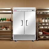 Commercial Reach in Freezer 54" Width Solid 2 Door 47 Cu Ft Frigos Value Series FGV-FZ-2D  with Aluminum Interior with 304 Stainless Steel Floor