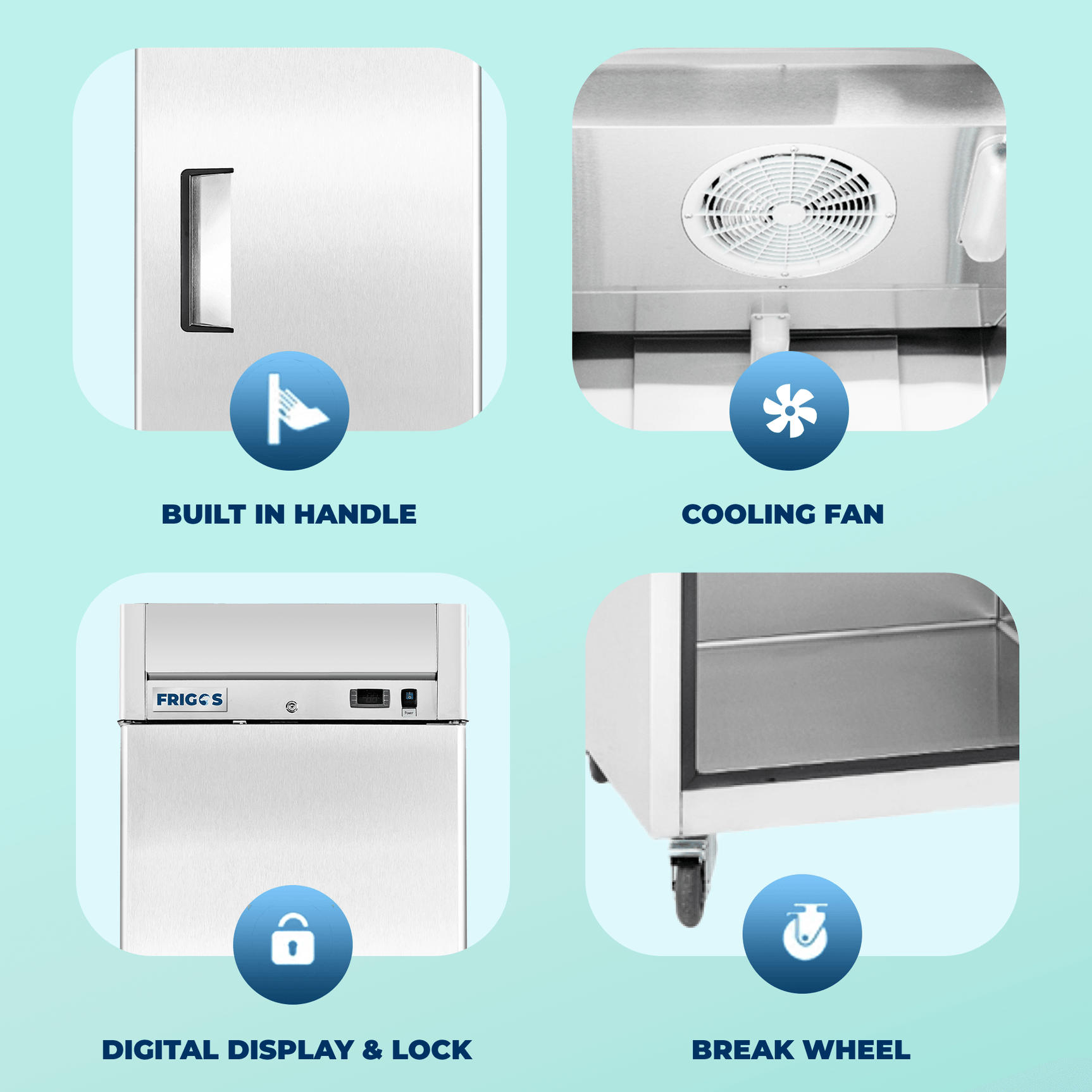 Commercial Reach in Refrigerator 27" Width Solid Single Door 21 Cu Ft Frigos FG-RF-1D with Aluminum Interior with 304 Stainless Steel Floor