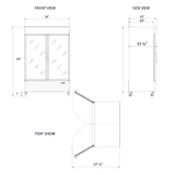 Merchandiser Refrigerator 54" Width Black Swing Glass 2 Door with LED Lighting Frigos FG-MR-2D-G with Aluminum Interior with 304 Stainless Steel Floor