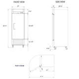 Commercial Reach in Refrigerator 27" Width Solid Single Door 21 Cu Ft Frigos FG-RF-1D with Aluminum Interior with 304 Stainless Steel Floor