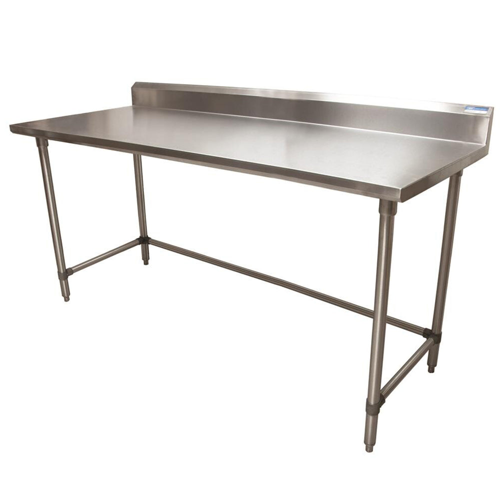 BK Resources QVTR5OB-7230 14 Gauge Stainless Steel Work Table Open Base And Legs with 5"Riser 72"Wx30"D