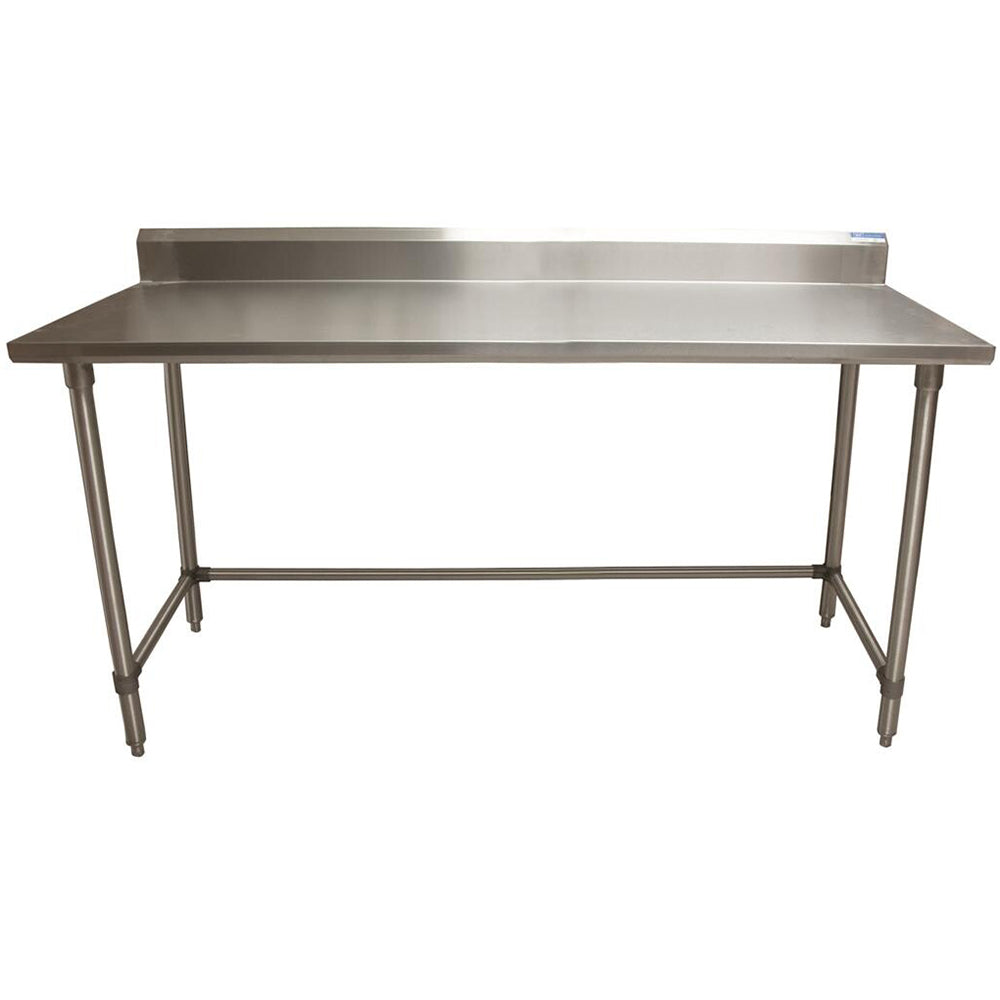 BK Resources QVTR5OB-7230 14 Gauge Stainless Steel Work Table Open Base And Legs with 5"Riser 72"Wx30"D