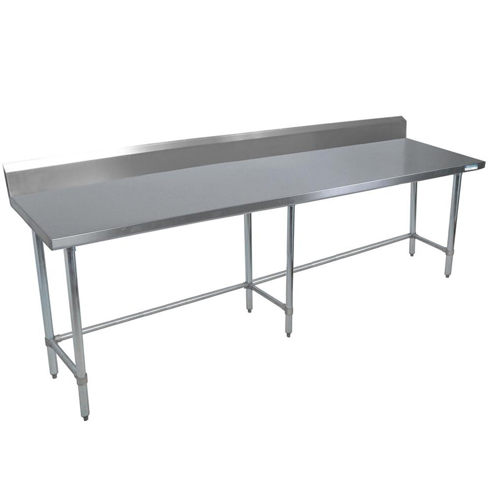 BK Resources QVTR5OB-9630 14 Gauge Stainless Steel Work Table Open Base And Legs with 5"Riser 96"Wx30"D