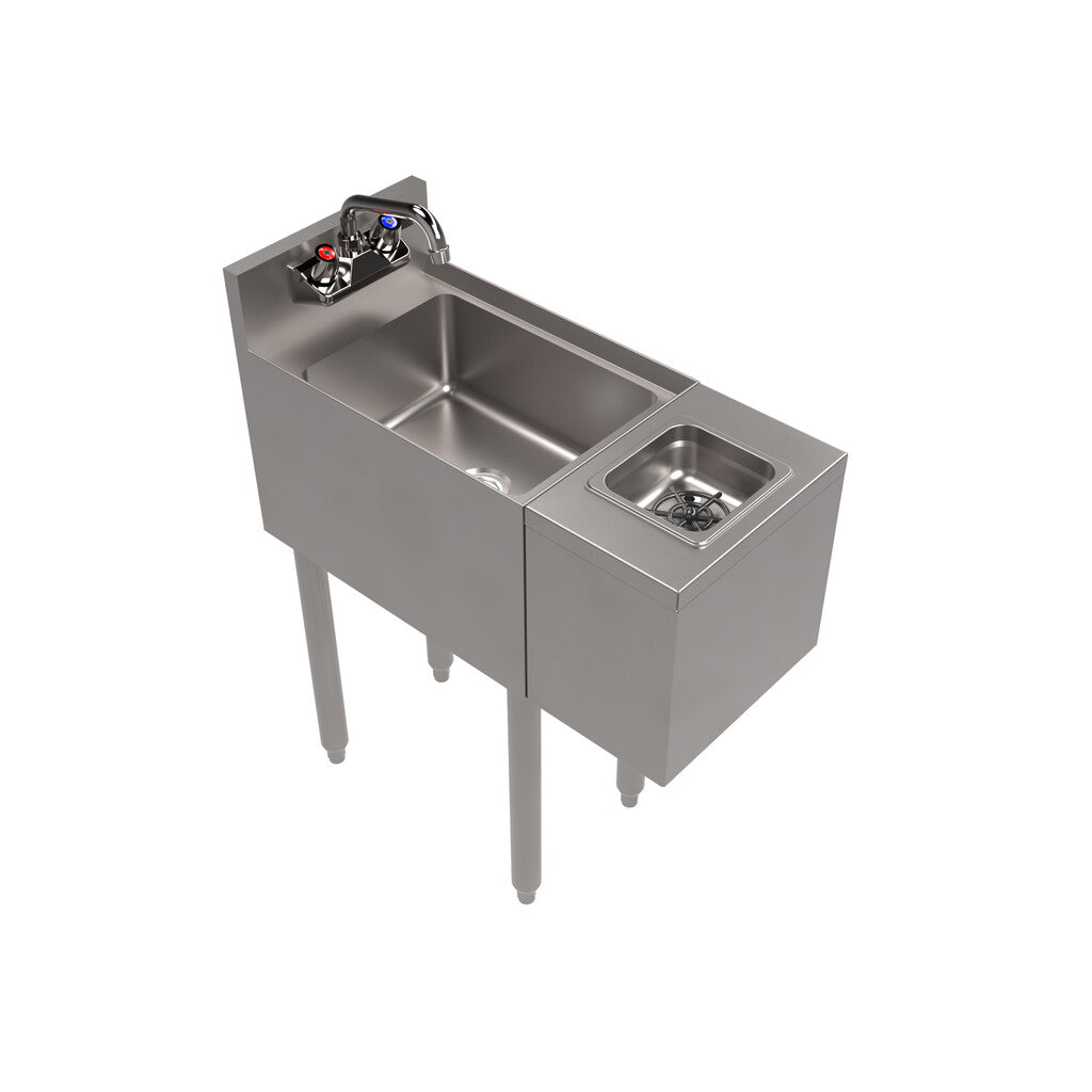 BK Resources UB4-18-SS12-GR-PG Underbar 18" x 12" Glass Rinser Speed Station Handsink with Legs