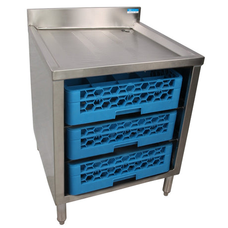 BK Resources UB4-21-GC242 21"X24" Underbar Glass Rack Storage Cabinet with Drainboard Top with Legs