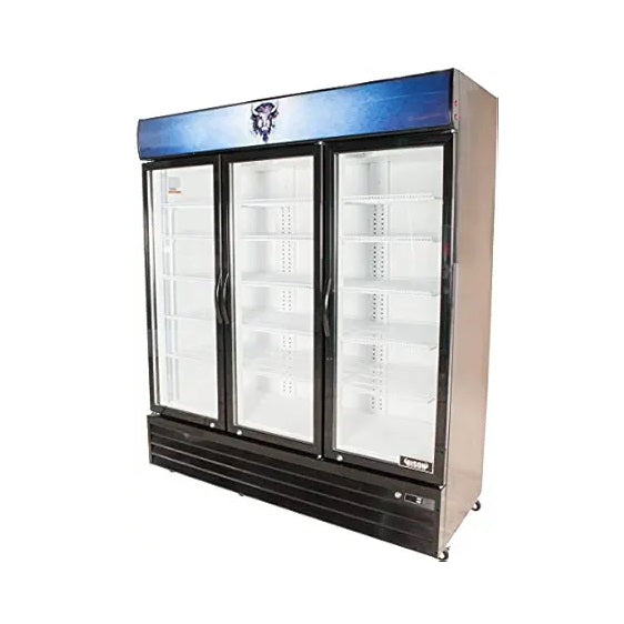 Bison BGM-53 67.3'' (3) Glass Door Refrigerated Merchandiser 53 Cu. Ft.