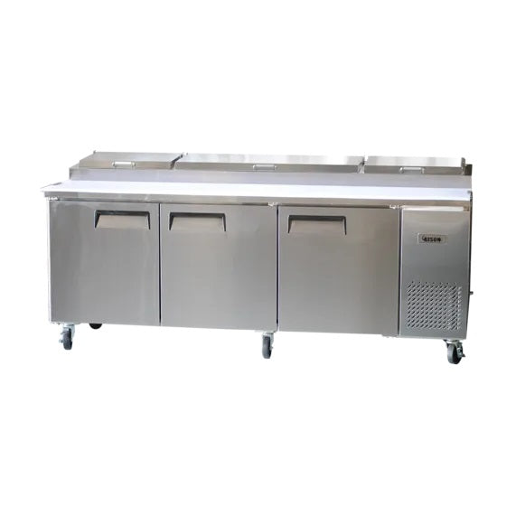 Bison BPT-93 93'' (3) Door Refrigerated Pizza Prep Table