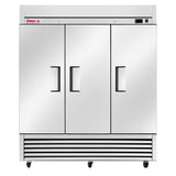 Commercial Reach in Freezer 3 Section Solid Door Frigos Value Series FGV-FZ-3D with Aluminum Interior with 304 Stainless Steel Floor