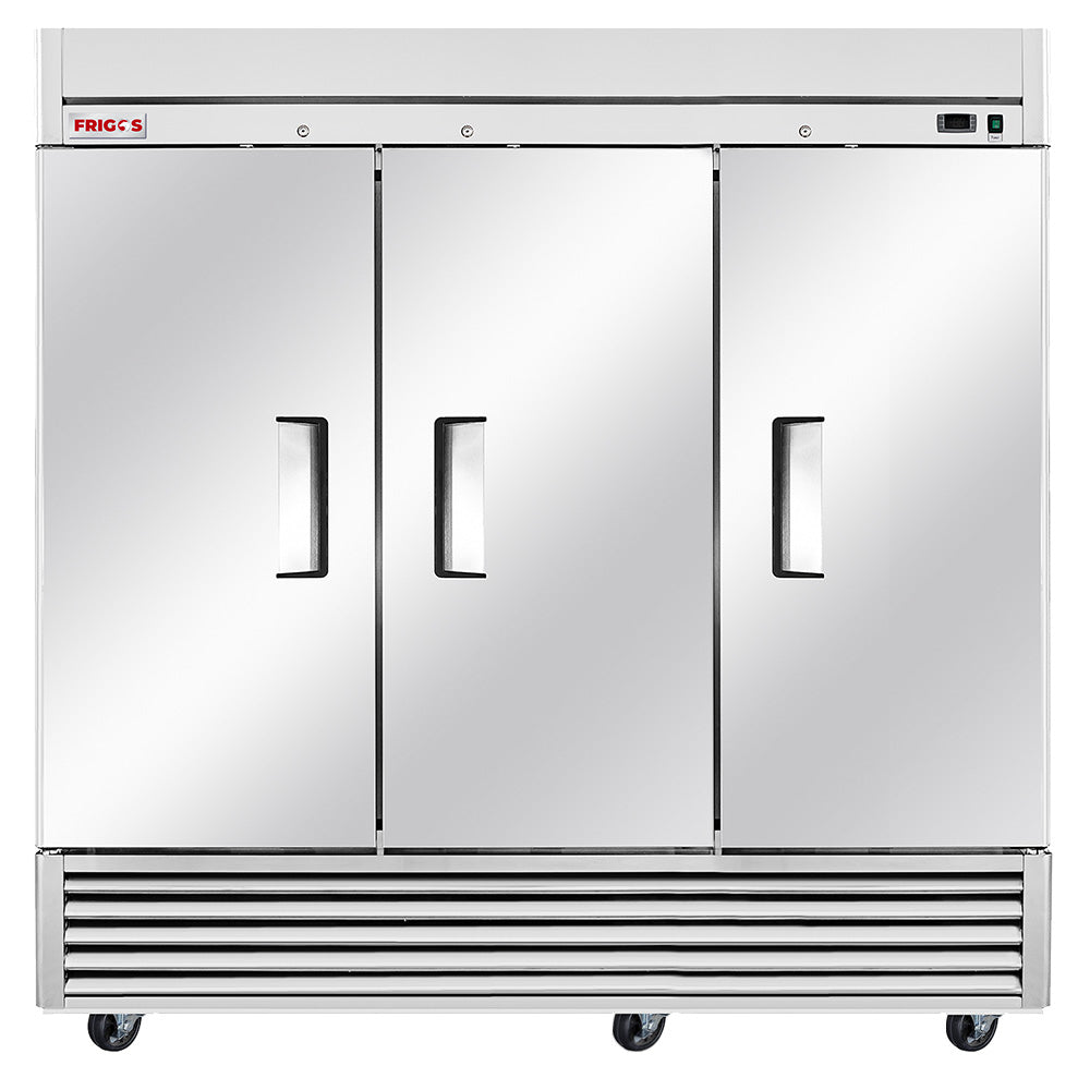 Commercial Reach in Refrigerator 3 Section Solid Door Frigos FG-RF-3D with Aluminum Interior with 304 Stainless Steel Floor