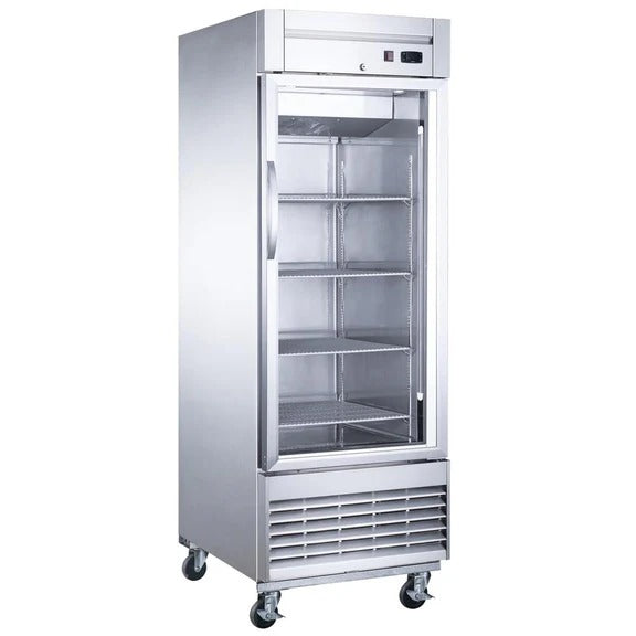 Dukers D28R-GS1 28" Single Glass Door Bottom Mount Reach-In Refrigerator 17.79 Cu. Ft.