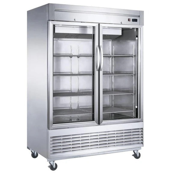 Dukers D55F-GS2 55" Two Glass Door Bottom Mount Reach-In Freezer 40.74 Cu. Ft