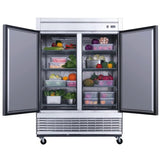 Dukers D55R 55" Two Solid Door Bottom Mount Reach-In Refrigerator 40.74 Cu. Ft