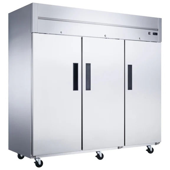 Dukers D83AR 83" Triple Solid Door Top Mount Reach-In Refrigerator 64.8 Cu. Ft.